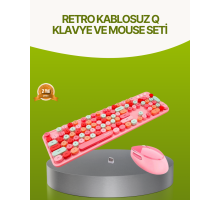 Bluetooth Retro Kablosuz Klavye ve Mouse Seti – 3 Cihaz Bağlantılı, Sessiz Tuş, Uzun Pil Ömrü