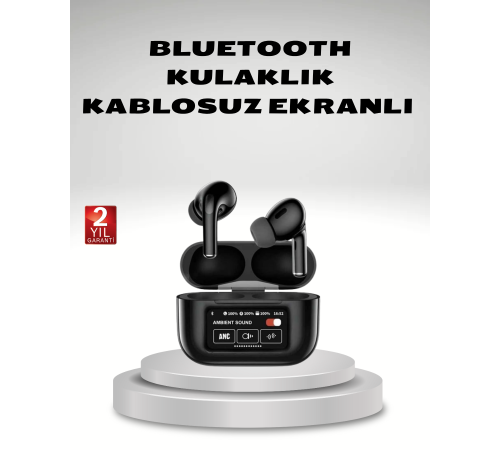 Aktif Gürültü Engelleme (ANC) Kablosuz Bluetooth Kulaklık – Dijital Ekranlı, Dokunmatik ve Uzun Pil Ömürlü