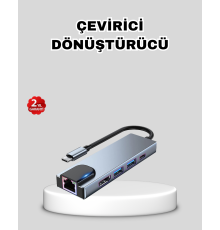 Type-C Çoklu Dönüştürücü – Alüminyum Gövde, Hızlı Veri Aktarımı ve Şarj Desteği
