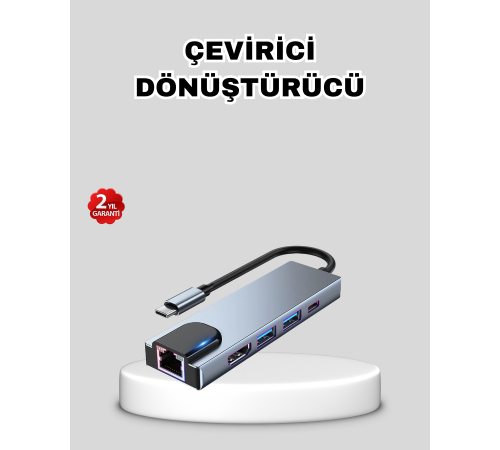 Type-C Çoklu Dönüştürücü – Alüminyum Gövde, Hızlı Veri Aktarımı ve Şarj Desteği