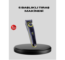 5 Başlıklı Şarjlı Tıraş Makinesi – Saç, Sakal, Burun ve Vücut İçin Çok Fonksiyonlu Bakım Seti