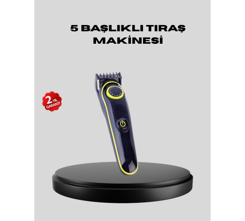 5 Başlıklı Şarjlı Tıraş Makinesi – Saç, Sakal, Burun ve Vücut İçin Çok Fonksiyonlu Bakım Seti