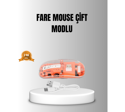 Çift Modlu Kablosuz Bluetooth 5.0 + 2.4GHz Mouse – 3 Cihaz Bağlantılı, Hızlı Geçiş Düğmeli