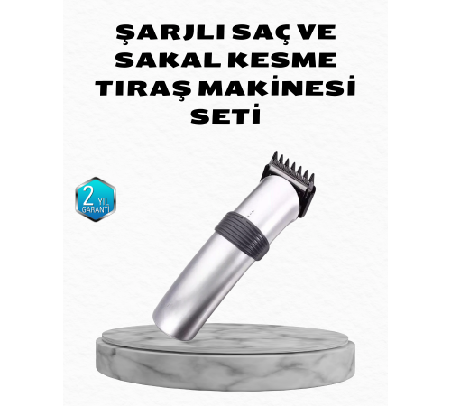 Profesyonel Şarjlı Saç ve Sakal Kesme Makinesi – Paslanmaz Çelik Bıçaklı, Ergonomik ve Sessiz Motorlu