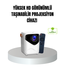 Taşınabilir 1080P HD Akıllı Projektör – 64GB Dahili Hafıza, 2GB RAM, Uzaktan Kumandalı