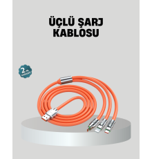 ÜÇLÜ Şarj Kablosu – Yüksek Hızlı, Dayanıklı ve Uzun Ömürlü