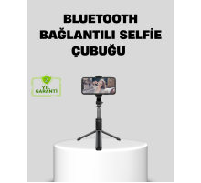 Bluetooth Selfie Çubuğu – 360° Dönebilen Başlık, Kablosuz Bağlantı