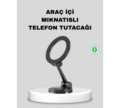 Katlanır Manyetik Araç İçi Telefon Tutucu – 360° Dönebilen, MagSafe Uyumlu, Güçlü Mıknatıslı Tasarım