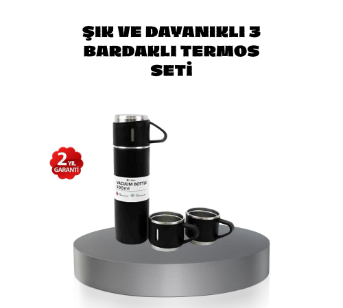 500 ml Paslanmaz Çelik Termos Seti – Sızdırmaz, Vakumlu, Isı Koruma Özellikli, Taşınabilir Termos