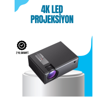 Full HD Destekli Taşınabilir Projeksiyon Cihazı – HDMI, USB, VGA Girişli, Uzaktan Kumandalı