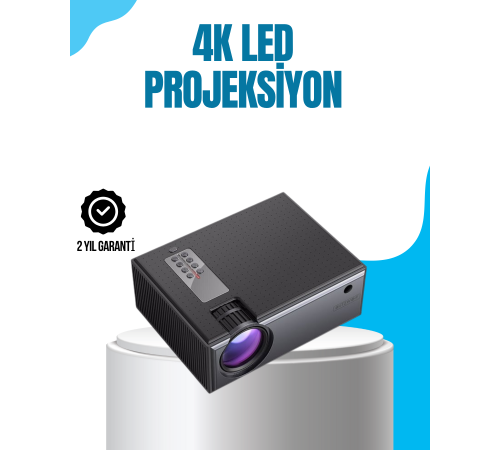 Full HD Destekli Taşınabilir Projeksiyon Cihazı – HDMI, USB, VGA Girişli, Uzaktan Kumandalı