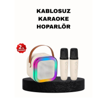 Karaoke Hoparlör Taşınabilir Çift Mikrofonlu ve LED Işıklı Bluetooth 5.0