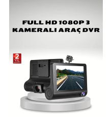 Araç Kamerası 3’lü Full HD DVR 1080P Gece Görüşlü ve G-Sensörlü