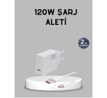 120W Süper Hızlı Şarj Adaptörü – Type-C Kablo Dahil, Yüksek Voltaj Korumalı