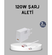 120W Süper Hızlı Şarj Adaptörü – Type-C Kablo Dahil, Yüksek Voltaj Korumalı
