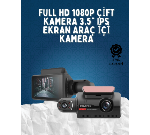 Çift Görüşlü Dashcam – Gece Görüşlü 1080P Araç İçi Güvenlik Kamerası