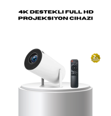 4K Destekli Full HD Projeksiyon Cihazı – 130 inç Geniş Ekran, WiFi ve HDMI Bağlantılı