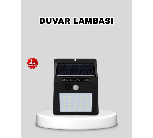Güneş Enerjili 20 LED Hareket Sensörlü Lamba – IP65 Su Geçirmez Dış Mekan Aydınlatma
