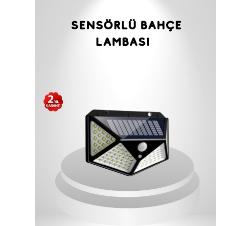 100 LED Güneş Enerjili Bahçe Lambası – PIR Sensörlü, IP65 Su Geçirmez Dış Mekan Aydınlatma