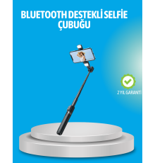 Bluetooth Işıklı Uzaktan Kumandalı Selfie Çubuğu – 130 cm Yükseklik