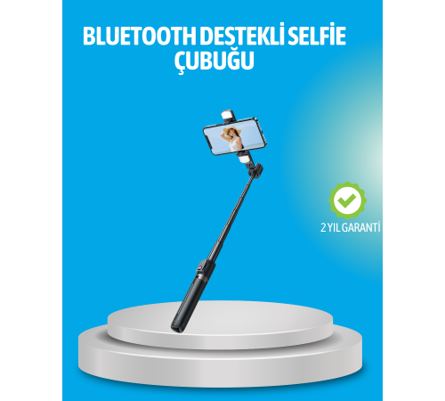Bluetooth Işıklı Uzaktan Kumandalı Selfie Çubuğu – 130 cm Yükseklik