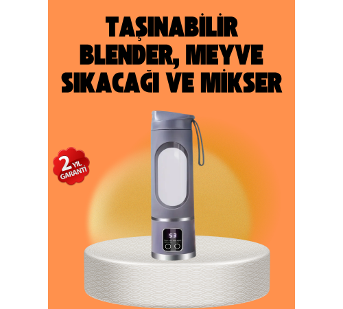 12 Bıçaklı Şarjlı Meyve Sıkacağı – Tip-C Taşınabilir Blender 450 ml