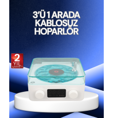 3-1 Kablosuz Bluetooth Hoparlör – Gece Lambalı, Saatli, Retro Tasarım