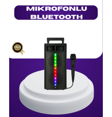 Bluetooth Işıklı Hoparlör – 2x5W Güç | USB + TF Kart + FM Radyo | Siyah Renk