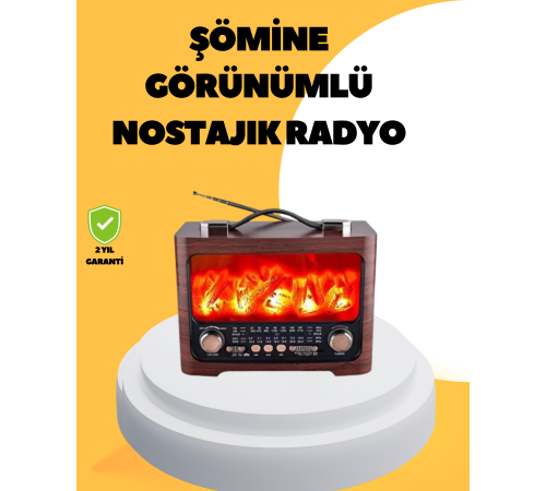 Taşınabilir Şömine Görünümlü Bluetooth Hoparlör – Solar Şarjlı, Alev Işıklı, 7W Ses