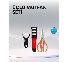 Çok Fonksiyonlu Mutfak Makas Seti – 3 Makas, Bileyici ve Soyacak Dahil