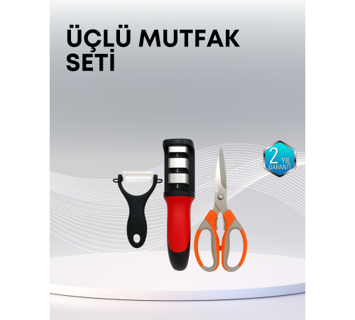 Çok Fonksiyonlu Mutfak Makas Seti – 3 Makas, Bileyici ve Soyacak Dahil