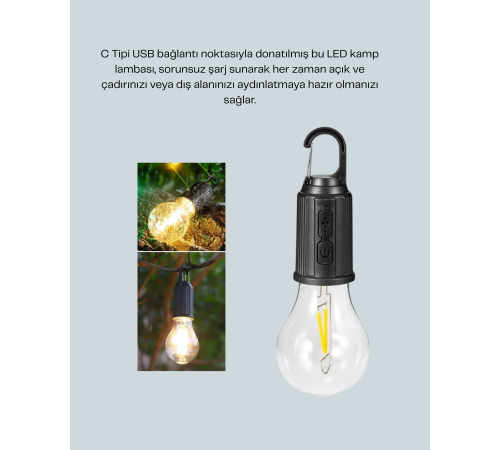 Akıllı Sensörlü USB Şarjlı Kamp Lambası
