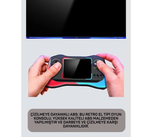 500 Oyunlu 3,5” Elde Taşınabilir Mini Oyun Konsolu – Şarjlı, TV Bağlantılı