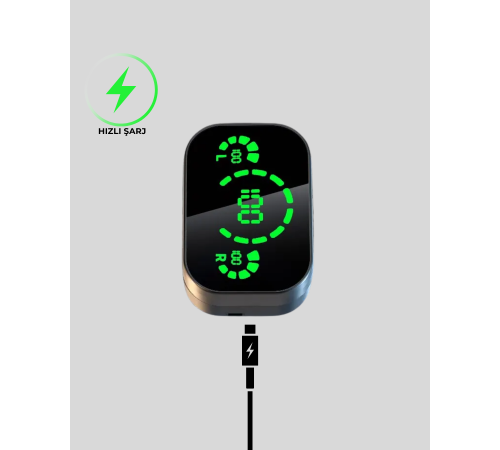 Gerçek Kablosuz Kulaklık – Bluetooth 5.0, Şarj Kutulu, Parmak İzi Kontrollü