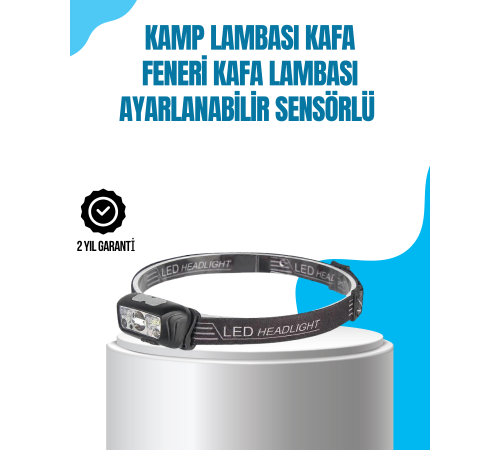 Kamp Lambası Kafa Feneri Kafa Lambası Ayarlanabilir Sensörlü Şarjlı