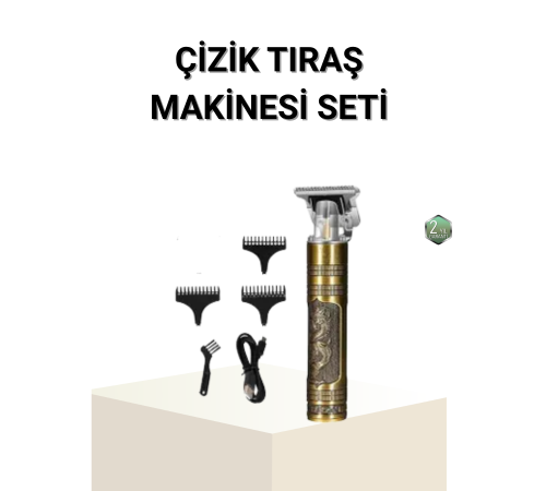 T Bıçaklı Profesyonel Çizik Tıraş Makinesi Seti – 120 Dakika Kullanım, Şarjlı & Kablolu