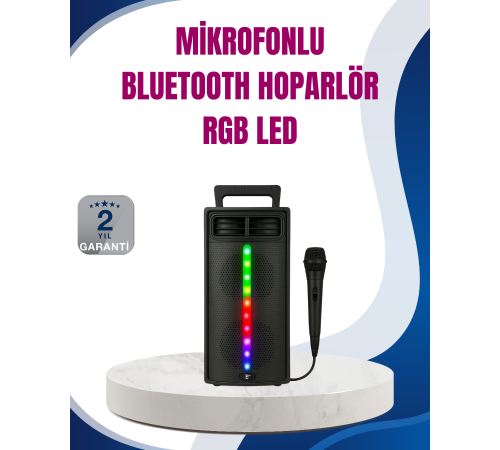 Kablosuz RGB Işıklı Bluetooth Hoparlör | Ev, Parti ve Açık Hava Kullanımı