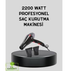 Profesyonel 2200W Fön Makinesi – AC Motorlu, Hızlı Kurutma, Hafif Tasarım