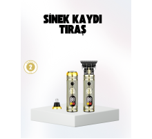 2’si 1 Arada Saç ve Sakal Düzeltici Seti – T Bıçaklı, 8 Farklı Kılavuz Tarağı