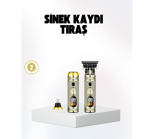 2’si 1 Arada Saç ve Sakal Düzeltici Seti – T Bıçaklı, 8 Farklı Kılavuz Tarağı