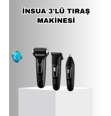 İnsua Erkek Bakım Seti – 3 Başlıklı Şarjlı Tıraş Makinesi, 60 Dakika Kablosuz Kullanım