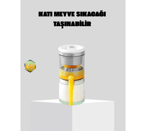 Taşınabilir Katı Meyve Sıkacağı – 45W Güçlü Motor, Çift Kesici Bıçak, USB Şarjlı ve Kompakt Tasarım