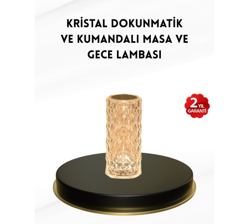 Kristal Tasarımlı RGB LED Gece Lambası – Kumandalı, Renk Değiştiren Dekoratif Işık