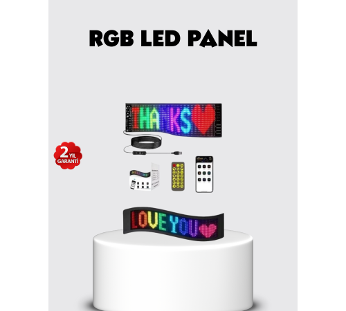 RGB LED Panel – USB Güç Girişli, GIF ve Yazı Gösterimli Akıllı Ekran