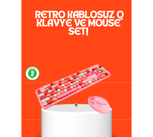 Retro Tarz Bluetooth 5.1 Klavye – Win/OSX/Android/iOS Uyumlu