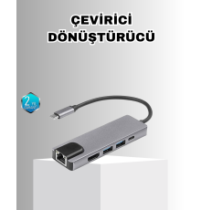 Alüminyum Kasalı MacBook USB-C Hub – 4K HDMI, USB 3.0, SD/TF Kart Girişi, PD Şarj Desteği
