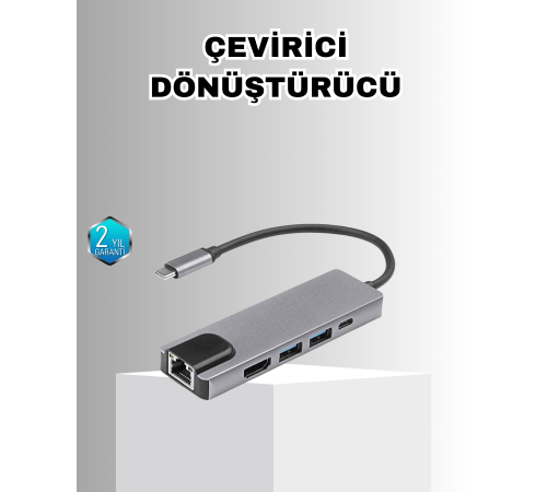 Alüminyum Kasalı MacBook USB-C Hub – 4K HDMI, USB 3.0, SD/TF Kart Girişi, PD Şarj Desteği