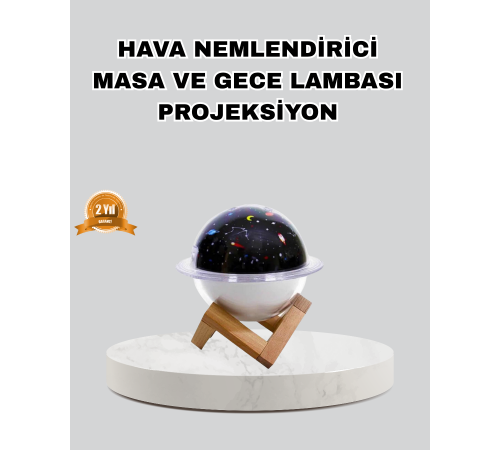 Aromaterapili USB Hava Nemlendirici – Projeksiyon Işıklı, Sessiz ve Şık Tasarım