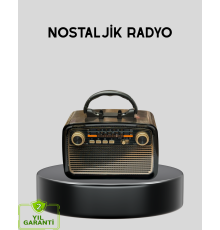 LED’li Nostaljik Bluetooth Hoparlör – Vintage Tasarım, Ahşap Doku