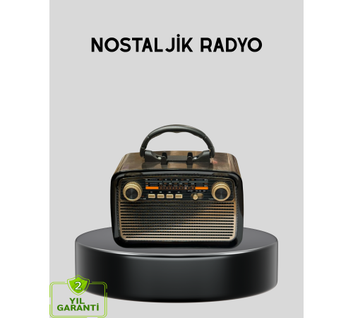 LED’li Nostaljik Bluetooth Hoparlör – Vintage Tasarım, Ahşap Doku